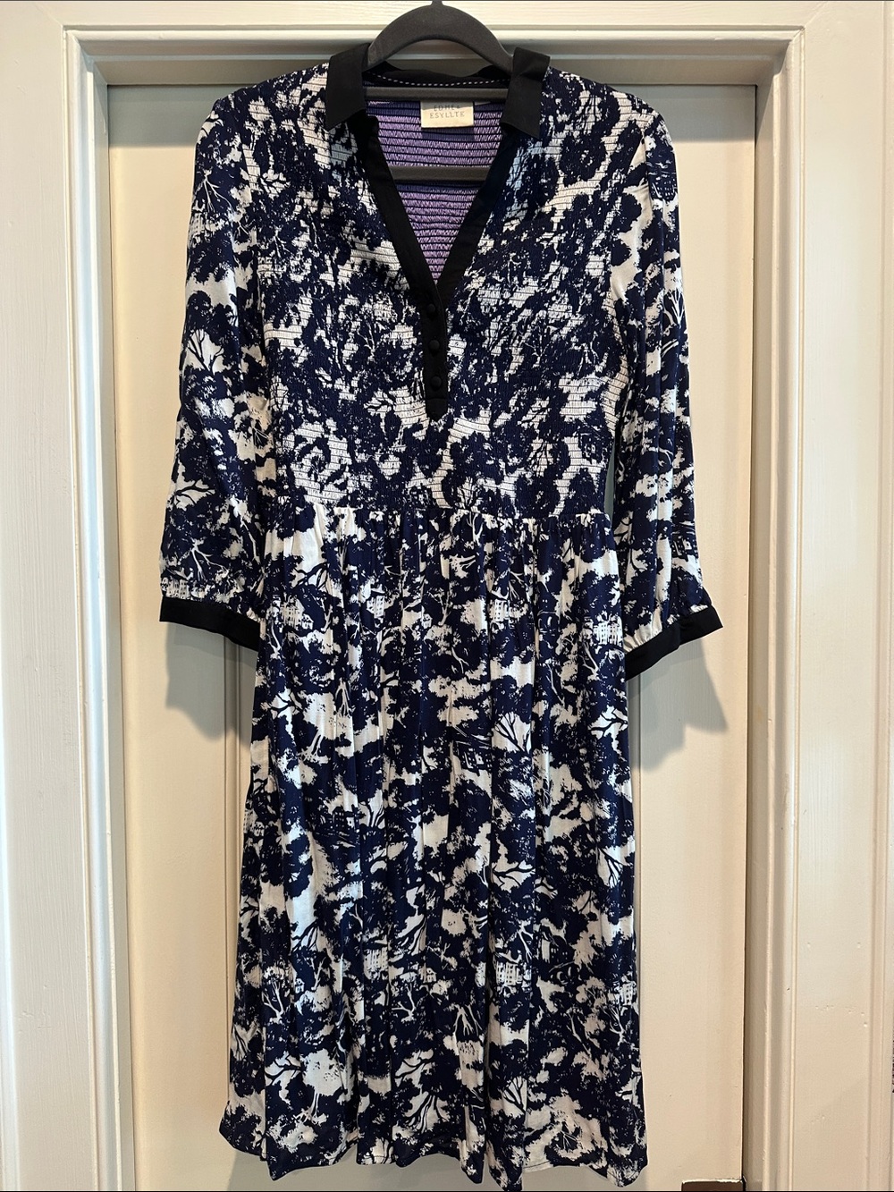 Brandeless Navy and White Floral Long Sleeve Dress